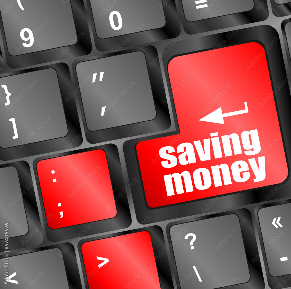 Poster saving money button on computer keyboard key