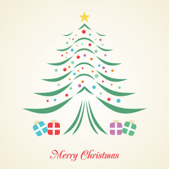 Christmas tree creative card on background