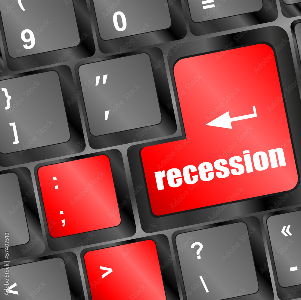 Poster recession button on computer keyboard key