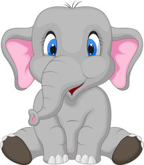 Cute elephant cartoon sitting