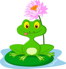 Fototapeta premium Green frog sitting on a leaf