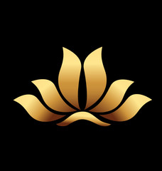 Vector of yoga gold lotus flower logo