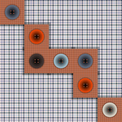 set of fabric with buttons on a contrasting background