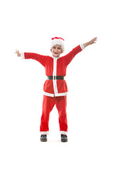 Boy dressed as Santa Claus