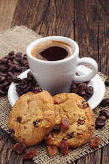 Cup of coffee and cookies