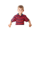 Boy holding a banner