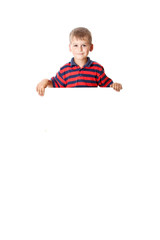 Boy holding a banner