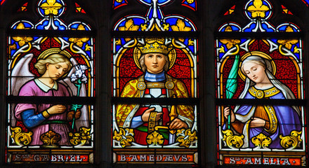 Stained glass window in Brussels cathedral