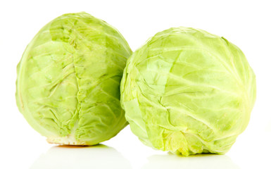 Green cabbage, isolated on white
