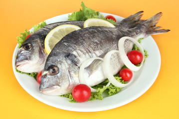 Dorado fish on table close-up