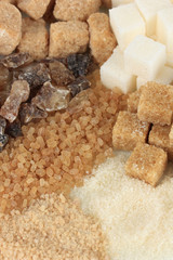 Different types of sugar close-up