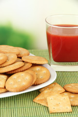 Delicious crackers with tomato juice