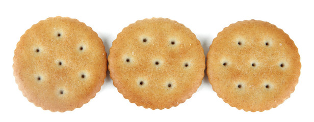 Delicious crackers isolated on white