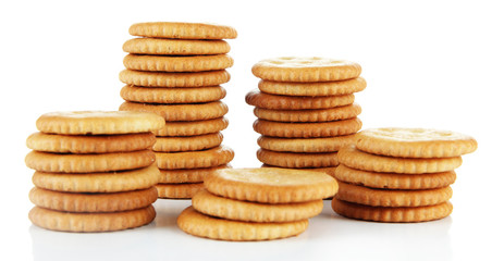 Delicious crackers isolated on white