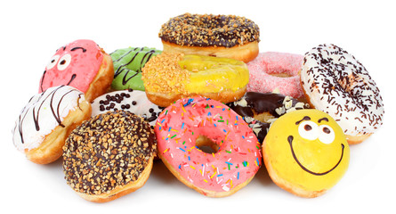 Sweet donuts isolated on white