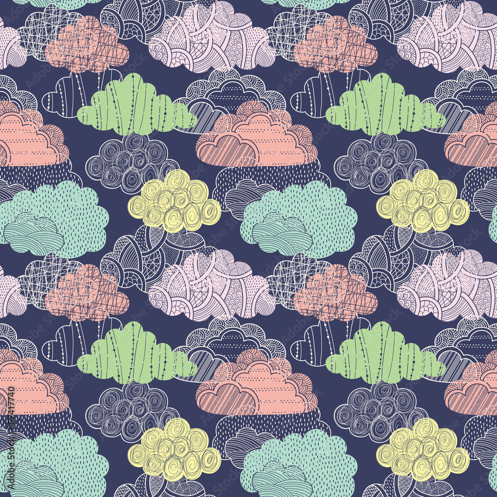 Poster clouds seamless pattern