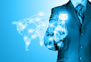 business man distribute digital mail