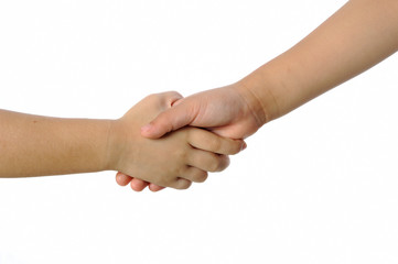 Handshake between a two children isolated