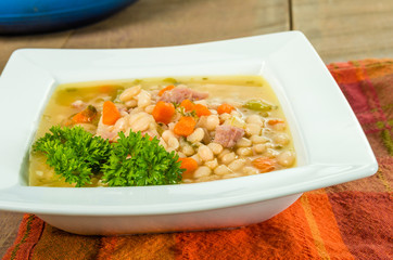 Ham and bean soup with carrots