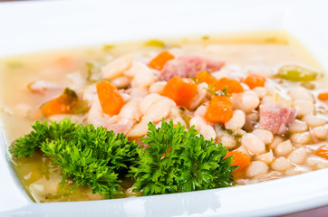 Ham and bean soup with carrots