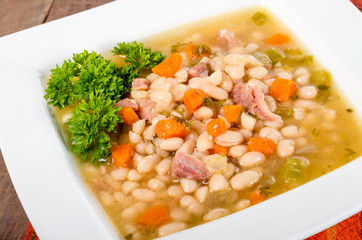 Ham and bean soup with carrots