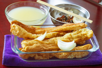 Close-up of small rice and fritters