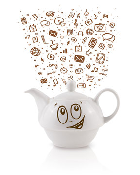Coffe can with hand drawn media icons