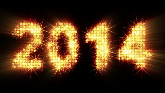 new year 2014 glowing yellow particles. last 10 sec are loop