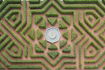 Aerial view of a hedge maze