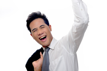 Happy business man. Isolated over white background