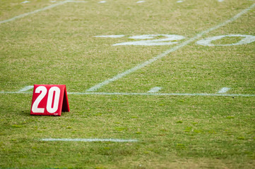football field 20 twenty yard line marker.