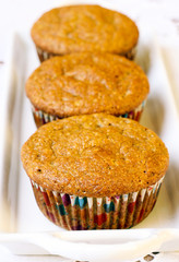 Three pumpkin muffins