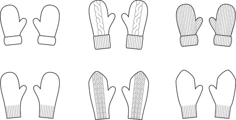 Vector illustration of knitted mittens
