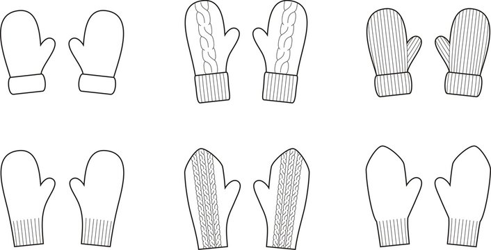 Vector illustration of knitted mittens