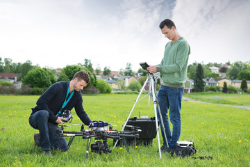Technicians Working On UAV Spy Drone