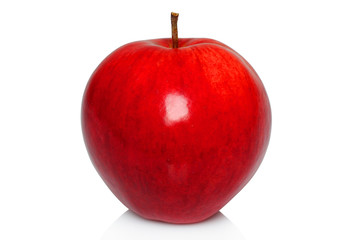 Red apple on white background .