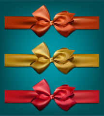 Satin color ribbons. Gift bows.