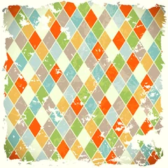Papier Peint photo Lavable Zigzag fond rétro avec des losanges colorés