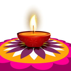 Beautiful diwali diya Art rangoli ornament Pattern colorful desi