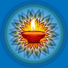 Beautiful card diwali rangoli blue bright colorful celebration b