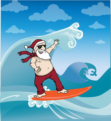 Surfing santa