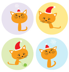 Cartoon Christmas set with funny kittens