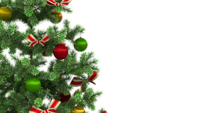 Beautiful Christmas tree close-up on white background. HD 1080.