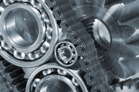 ball-bearings and cogs powered by timing chains