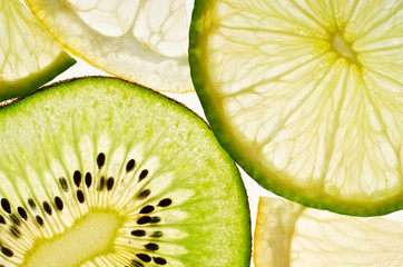 lime, lemon, kiwi slices