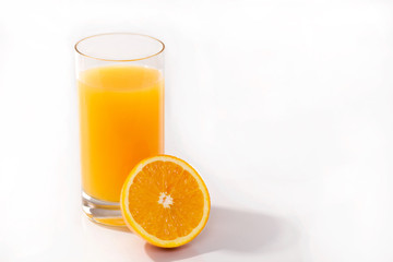 half  orange, and a glass of fresh  juice
