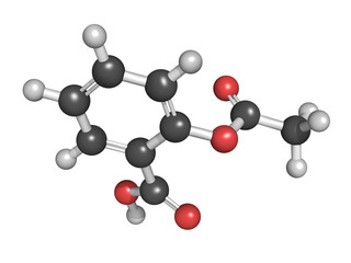 Acetylsalicylic acid (aspirin) pain relief drug molecule, chemic