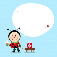 Ladybug Cake Handcart Gift Speechbubble Blue