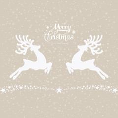 stars reindeer snowy background