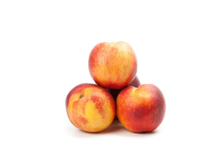 Fototapeta na wymiar Ripe peaches fruits isolated on white